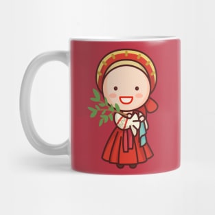 Cute Russian Village Girl in Traditional Clothing Cartoon Mug